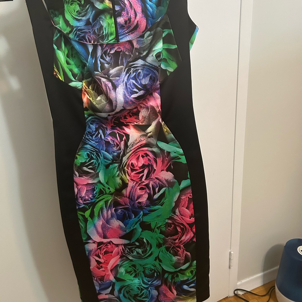 Just Cavalli Black Pink Halter Bodycon Mini